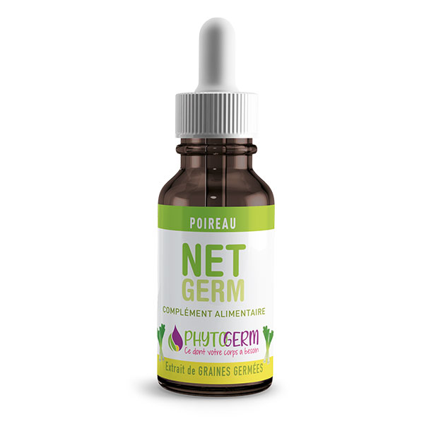 Complément alimentaire Net germ, à base de macérats de graines germées de poireaux, issu de l’agriculture biologique Les démarches de détox alimentaire ou de rééquilibrage nutritionnel Utilisée traditionnellement lors de périodes de rééquilibrage alimentaire. Complément alimentaire germothérapie alimentation vivante minéraux glucides proteines lipides fibres zinc magnesium selenium vitamines liposolubles bio graines germées Complément alimentaire à base de macérats de graines germées issu de l’agriculture biologique. Synergie végétale élaborée à partir de plantes traditionnellement reconnues pour leur richesse en composés végétaux et leur place dans les approches naturelles de purification et d’équilibre du terrain. Elle s’inscrit dans une démarche globale visant à accompagner les fonctions naturelles d’élimination, la circulation et l’harmonie générale de l’organisme.